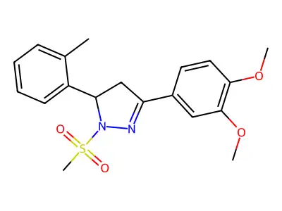 3-(3,4-dimethoxyphenyl)-1-(methylsulfonyl)-5-(o-tolyl)-4,5-dihydro-1H-pyrazole structure