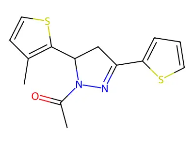 1-[3-(3-Methylthiophen-2-yl)-5-thiophen-2-yl-3,4-dihydropyrazol-2-yl]ethanone structure