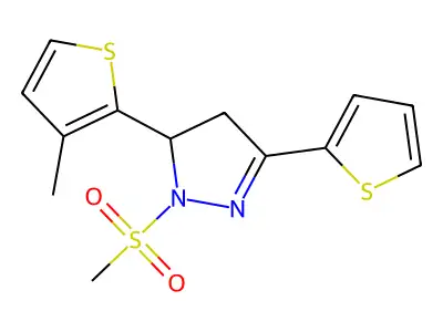 2-Methylsulfonyl-3-(3-methylthiophen-2-yl)-5-thiophen-2-yl-3,4-dihydropyrazole structure