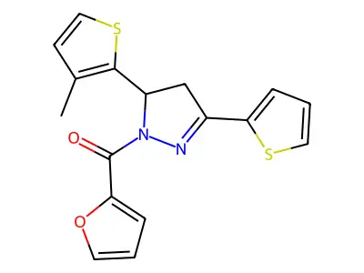 furan-2-yl-[3-(3-methylthiophen-2-yl)-5-thiophen-2-yl-3,4-dihydropyrazol-2-yl]methanone structure