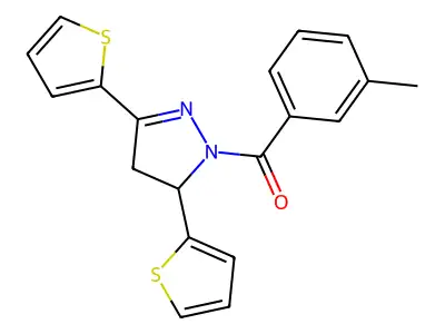 (3,5-Dithiophen-2-yl-3,4-dihydropyrazol-2-yl)-(3-methylphenyl)methanone structure