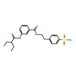 3-(2-ethylbutanoylamino)-N-[2-(4-sulfamoylphenyl)ethyl]benzamide structure
