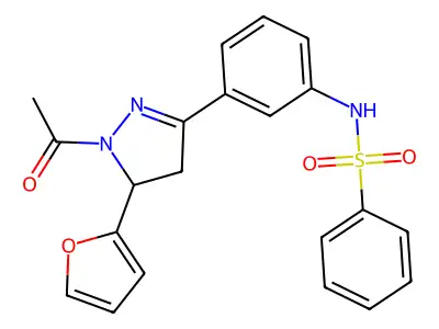 N-{3-[1-acetyl-5-(furan-2-yl)-4,5-dihydro-1H-pyrazol-3-yl]phenyl}benzenesulfonamide structure