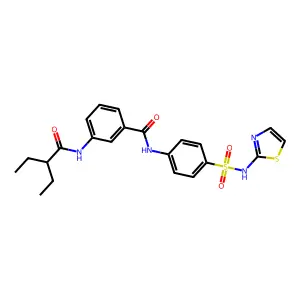 3-(2-ethylbutanoylamino)-N-[4-(1,3-thiazol-2-ylsulfamoyl)phenyl]benzamide structure