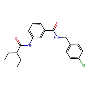 N-[(4-chlorophenyl)methyl]-3-(2-ethylbutanoylamino)benzamide structure