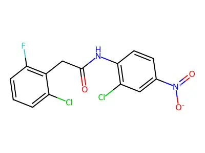2-(2-chloro-6-fluorophenyl)-N-(2-chloro-4-nitrophenyl)acetamide structure