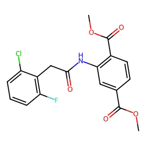 Dimethyl 2-{[(2-chloro-6-fluorophenyl)acetyl]amino}benzene-1,4-dicarboxylate structure