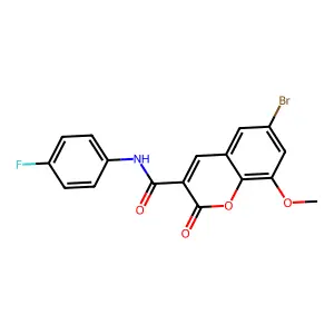 6-bromo-N-(4-fluorophenyl)-8-methoxy-2-oxo-2H-chromene-3-carboxamide structure