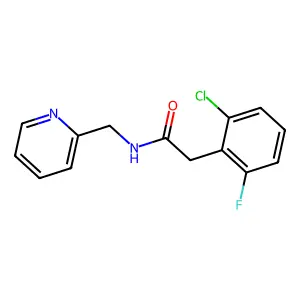 2-(2-chloro-6-fluorophenyl)-N-(pyridin-2-ylmethyl)acetamide structure