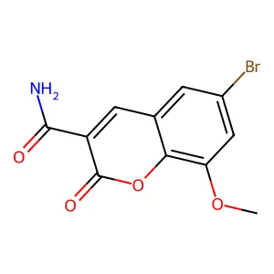 6-bromo-8-methoxy-2-oxo-2H-chromene-3-carboxamide structure