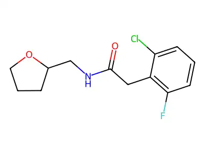 2-(2-chloro-6-fluorophenyl)-N-(oxolan-2-ylmethyl)acetamide structure