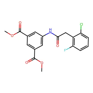 Dimethyl 5-{[(2-chloro-6-fluorophenyl)acetyl]amino}benzene-1,3-dicarboxylate structure