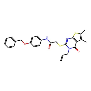 N-[4-(benzyloxy)phenyl]-2-{[5,6-dimethyl-4-oxo-3-(prop-2-en-1-yl)-3,4-dihydrothieno[2,3-d]pyrimidin-2-yl]sulfanyl}acetamide structure