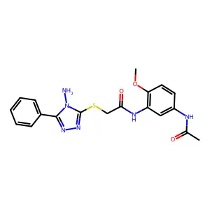 N-[5-(acetylamino)-2-methoxyphenyl]-2-[(4-amino-5-phenyl-4H-1,2,4-triazol-3-yl)thio]acetamide structure