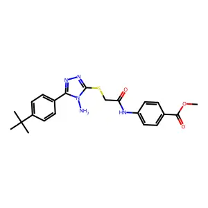 methyl 4-[({[4-amino-5-(4-tert-butylphenyl)-4H-1,2,4-triazol-3-yl]sulfanyl}acetyl)amino]benzoate structure