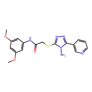 2-(4-amino-5-(3-pyridyl)(1,2,4-triazol-3-ylthio))-N-(3,5-dimethoxyphenyl)aceta mide structure