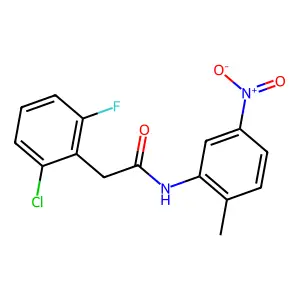 2-(2-chloro-6-fluorophenyl)-N-(2-methyl-5-nitrophenyl)acetamide structure