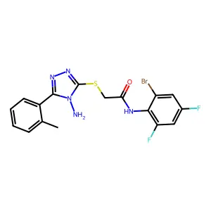 2-{[4-amino-5-(2-methylphenyl)-4H-1,2,4-triazol-3-yl]sulfanyl}-N-(2-bromo-4,6-difluorophenyl)acetamide structure