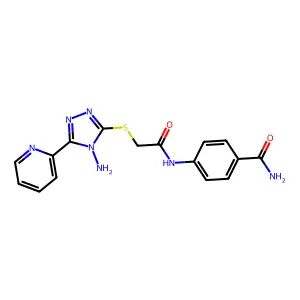 4-[2-(4-Amino-5-(2-pyridyl)-1,2,4-triazol-3-ylthio)acetylamino]benzamide structure