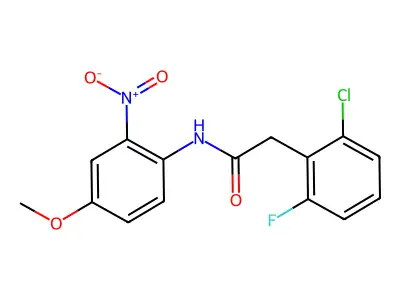 2-(2-chloro-6-fluorophenyl)-N-(4-methoxy-2-nitrophenyl)acetamide structure