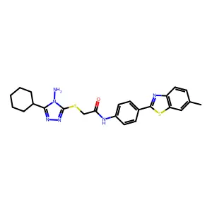 2-[(4-amino-5-cyclohexyl-4H-1,2,4-triazol-3-yl)sulfanyl]-N-[4-(6-methyl-1,3-benzothiazol-2-yl)phenyl]acetamide structure