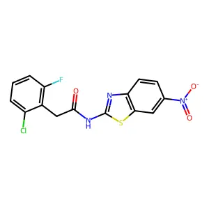 2-(2-chloro-6-fluorophenyl)-N-(6-nitro-1,3-benzothiazol-2-yl)acetamide structure