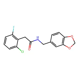 N-(1,3-benzodioxol-5-ylmethyl)-2-(2-chloro-6-fluorophenyl)acetamide structure