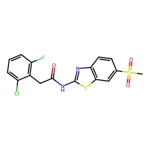 2-(2-chloro-6-fluorophenyl)-N-(6-methylsulfonyl-1,3-benzothiazol-2-yl)acetamide structure