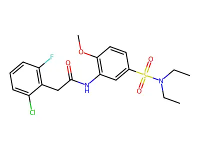 2-(2-chloro-6-fluorophenyl)-N-[5-(diethylsulfamoyl)-2-methoxyphenyl]acetamide structure