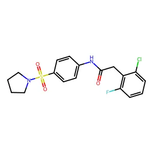 2-(2-chloro-6-fluorophenyl)-N-(4-pyrrolidin-1-ylsulfonylphenyl)acetamide structure