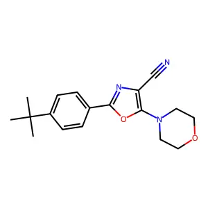 2-(4-Tert-butylphenyl)-5-morpholin-4-yl-1,3-oxazole-4-carbonitrile structure
