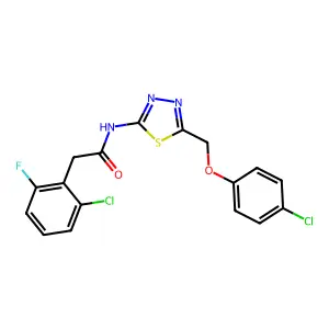 2-(2-chloro-6-fluorophenyl)-N-[5-[(4-chlorophenoxy)methyl]-1,3,4-thiadiazol-2-yl]acetamide structure