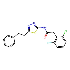2-(2-chloro-6-fluorophenyl)-N-[5-(2-phenylethyl)-1,3,4-thiadiazol-2-yl]acetamide structure