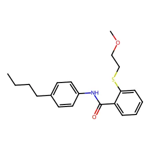 N-(4-butylphenyl)-2-[(2-methoxyethyl)sulfanyl]benzamide structure
