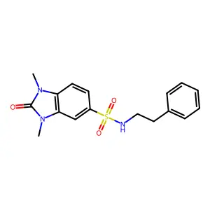 1,3-dimethyl-2-oxo-N-(2-phenylethyl)-2,3-dihydro-1H-benzimidazole-5-sulfonamide structure