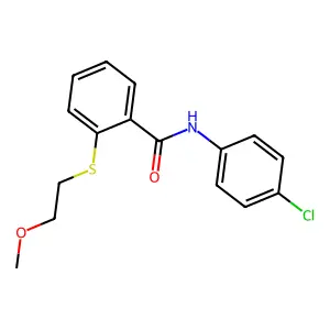 N-(4-chlorophenyl)-2-[(2-methoxyethyl)sulfanyl]benzamide structure