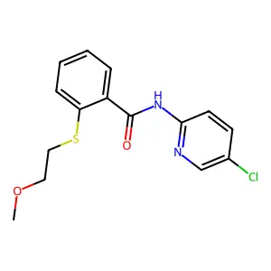 N-(5-chloropyridin-2-yl)-2-(2-methoxyethylsulfanyl)benzamide structure