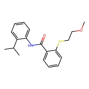 2-(2-methoxyethylsulfanyl)-N-(2-propan-2-ylphenyl)benzamide structure