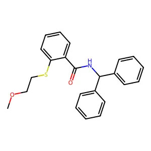 N-benzhydryl-2-(2-methoxyethylsulfanyl)benzamide structure