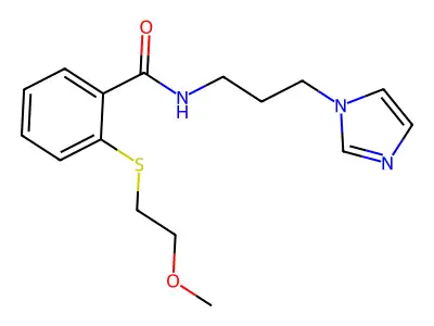 N-(3-imidazol-1-ylpropyl)-2-(2-methoxyethylsulfanyl)benzamide structure