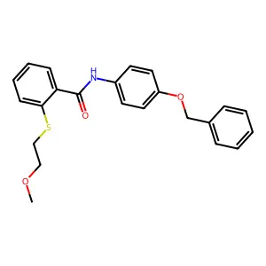 2-(2-methoxyethylsulfanyl)-N-(4-phenylmethoxyphenyl)benzamide structure