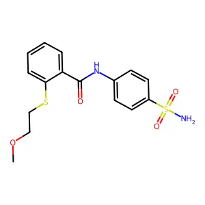 2-(2-methoxyethylsulfanyl)-N-(4-sulfamoylphenyl)benzamide structure