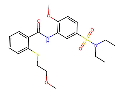 N-[5-(diethylsulfamoyl)-2-methoxyphenyl]-2-(2-methoxyethylsulfanyl)benzamide structure
