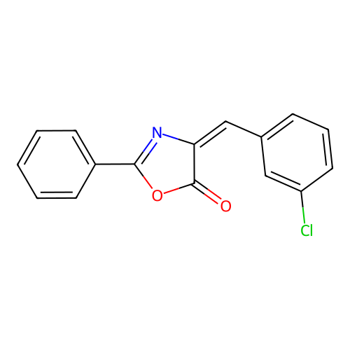 2-Phenyl-4-(3-chlorobenzylidene)oxazole-5(4H)-one structure