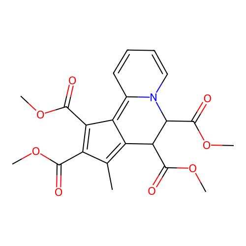 Tetramethyl 8-methyl-6,7-dihydrocyclopenta[a]quinolizine-6,7,9,10-tetracarboxylate structure