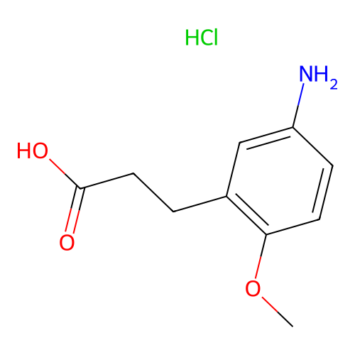 Benzenepropanoic acid, 5-amino-2-methoxy-, hydrochloride (1:1) structure