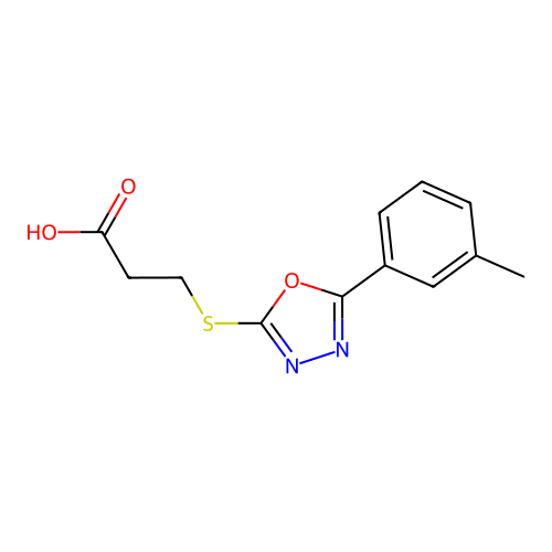 3-{[5-(3-Methylphenyl)-1,3,4-oxadiazol-2-yl]sulfanyl}propanoic acid structure
