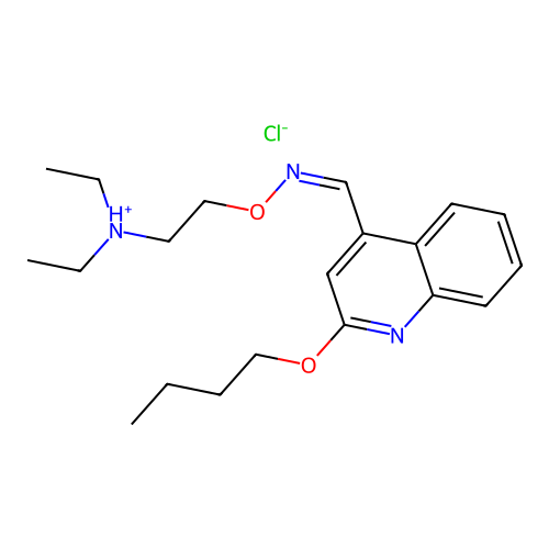 Cinchoninaldehyde, 2-butoxy-, O-(2-(diethylamino)ethyl)oxime, hydrochloride structure