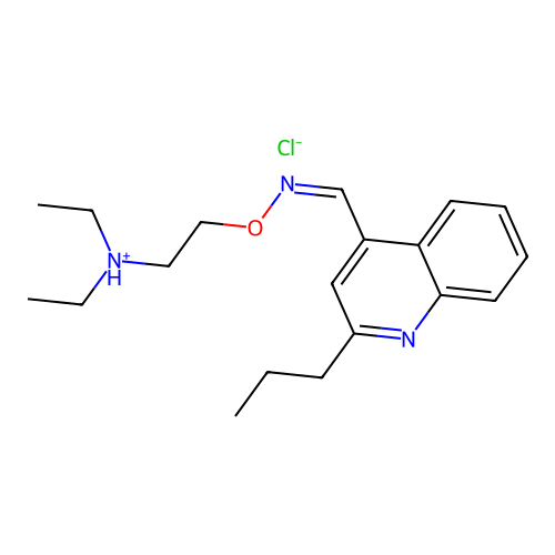 Cinchoninaldehyde, 2-propyl-, O-(2-(diethylamino)ethyl)oxime, hydrochloride structure
