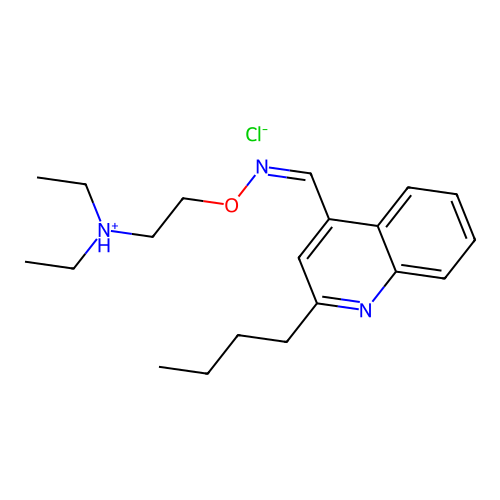 Cinchoninaldehyde, 2-butyl-, O-(2-(diethylamino)ethyl)oxime, hydrochloride structure